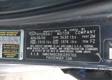 2009 Hyundai Accent Gls из США, поврежденный, VIN KMHCN46C89U289766